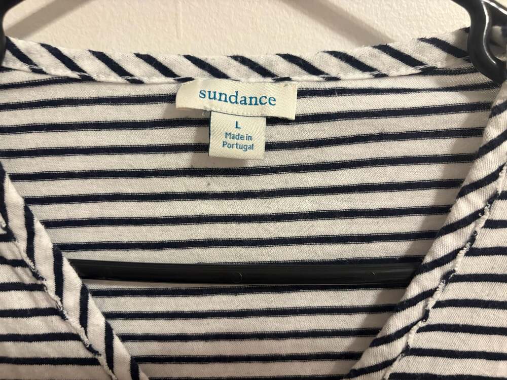 Sundance Striped Long Sleeve Henley Shirt Size L - Picture 3 of 5